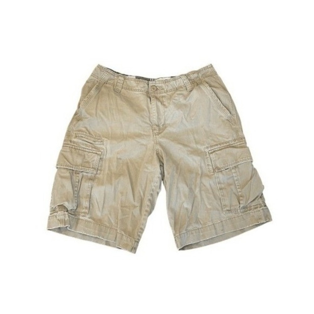 Sears Roebuck & Co Classic Cargo‎ Shorts Tan Khaki Cotton Twill Knit Pockets 34